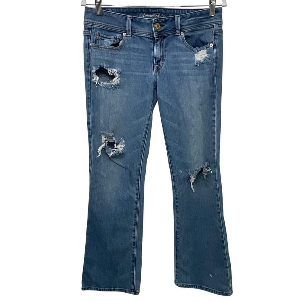 American Eagle‎ Jeans Original Bootcut Womens 8 Distressed Ripped Holes Thrashed